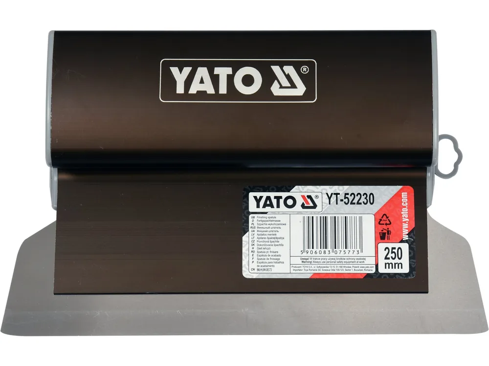 Шпатель для фінішного шпаклювання з алюмінієвою ручкою YATO, 250 мм, зі змінним лезом