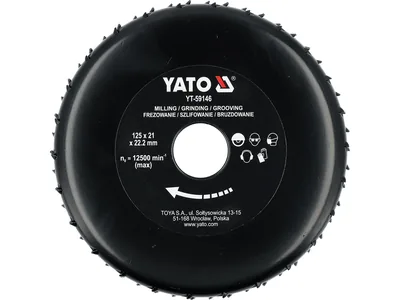 Диск-фреза YATO до КШМ по дереву, г/к плитах, бетоні Ø=125/22.2 мм, торц фреза b= 21мм