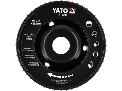 Диск-фреза YATO до КШМ по дереву, г/к плитах, бетоні Ø=115/22.2 мм, торц фреза b= 16мм