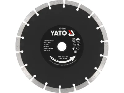 Диск відрізний алмазний по каменю і бетону YATO Ø=230x2.2x10x22.2 мм, в мокрому і сухому режимі