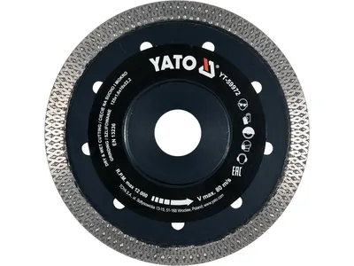 Диск відрізний алмазний YATO Ø= 125x1.6x10x22.2мм по гресу, склу, кераміці. мокрий/сухий різ