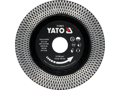 Диск відрізний алмазний по гресу і кераміці YATO Ø= 125/22.2x 1.8 мм, сухий різ