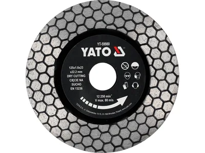 Диск відрізний алмазний по фарфору і граніту YATO Ø= 125/22.2x 1.8 мм, сухий різ