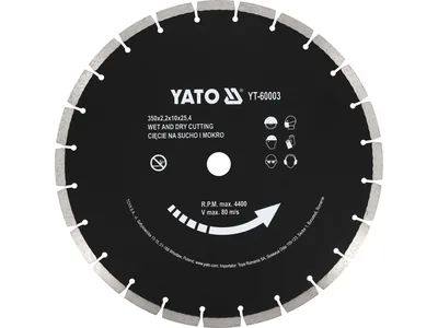 Диск алмазний сегментний по бетону YATO : Ø= 350x 25,4 мм. t= 3,4 мм, до YT-84820