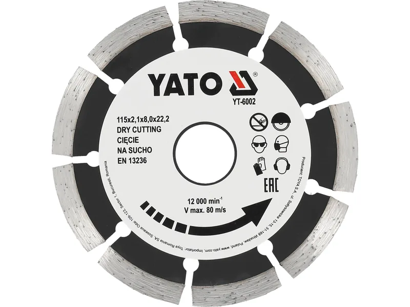 Диск алмазний сегмент YATO : "SEGMENT" Ø= 115x8,0x22,2 мм. H= 2,1 мм