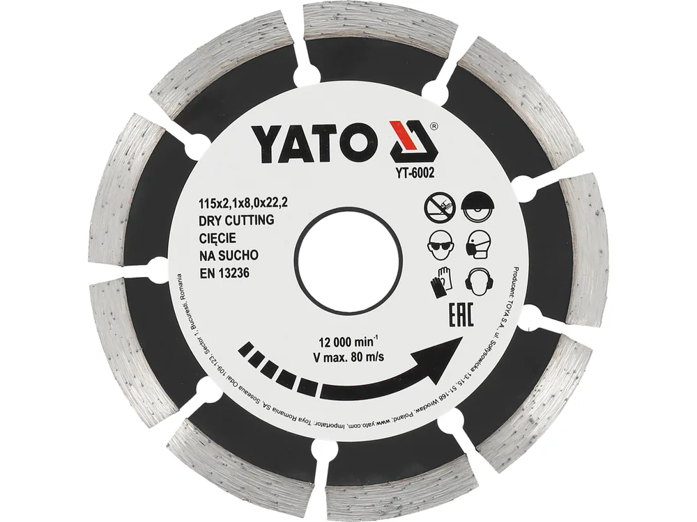 Диск алмазний сегмент YATO : "SEGMENT" Ø= 115x8,0x22,2 мм. H= 2,1 мм