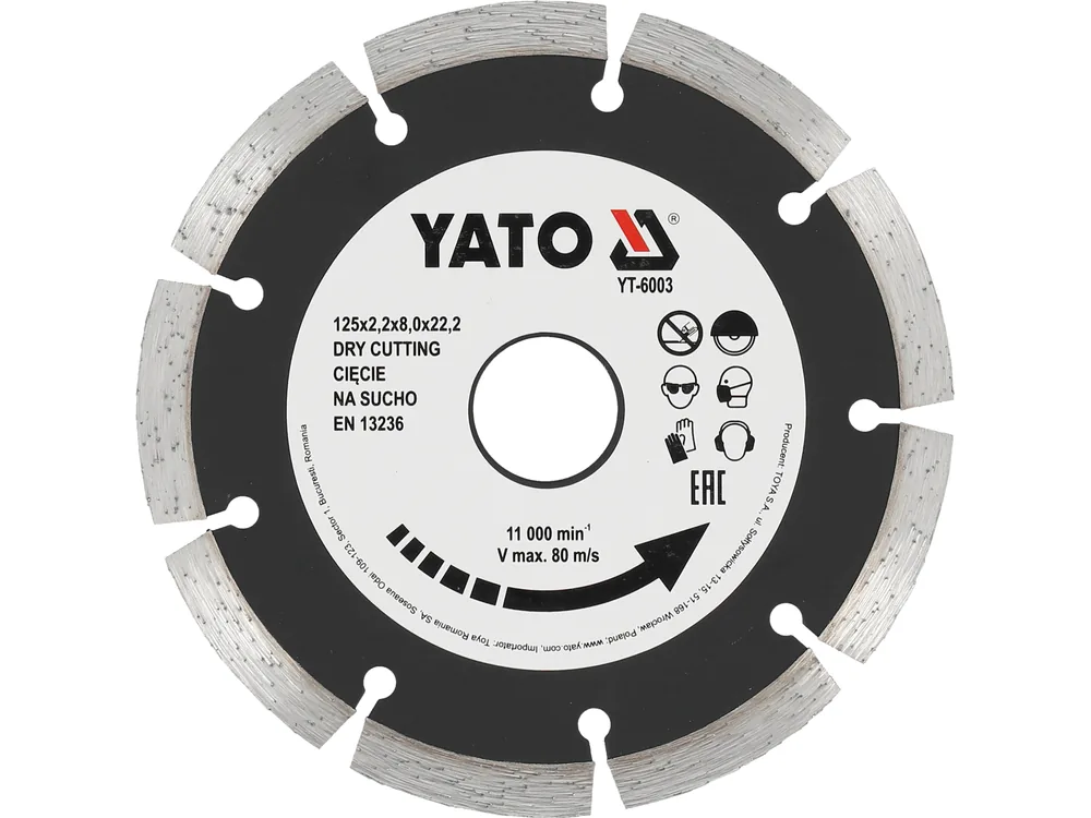Диск алмазний сегмент YATO : "SEGMENT" Ø= 125x8.0x22,2 мм. H= 2,2 мм