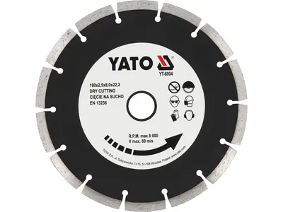 Диск алмазний сегмент YATO : "SEGMENT" Ø= 180x8,0x22,2 мм. H= 2,5 мм