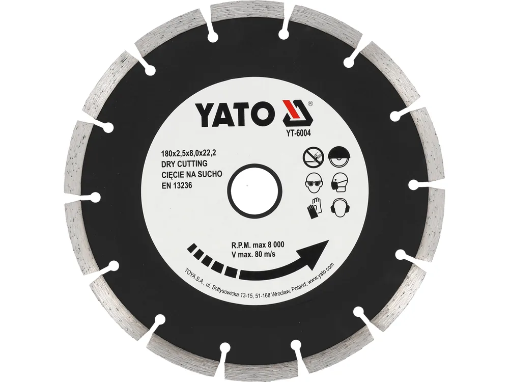 Диск алмазний сегмент YATO : "SEGMENT" Ø= 180x8,0x22,2 мм. H= 2,5 мм