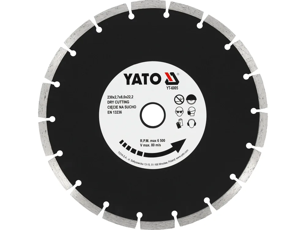 Диск алмазний сегмент YATO : "SEGMENT" Ø= 230x8,0x22,2 мм. H= 2,7 мм