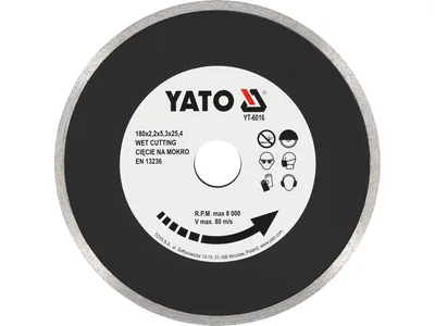Диск алмазний суцільний YATO : Ø= 180x8,0x25,4 мм. H= 2,2 мм до (79260)