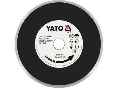 Диск алмазний суцільний YATO : Ø= 200х8,0x25,4 мм. H= 2.2 мм