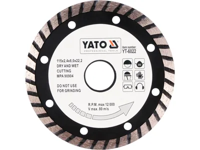 Диск алмазний турбо YATO : "TURBO" Ø= 115x8,0x22,2 мм. H= 2,4 мм