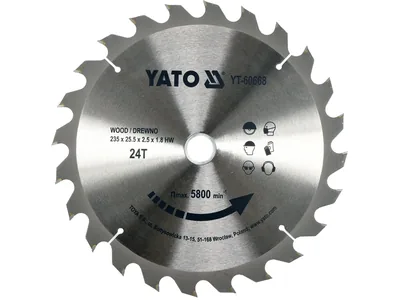 Диск пиляльний победітовий по дереву YATO: 160x20x2.2x1.5 мм, 60 зубців, R.P.M до 9500 1/хв