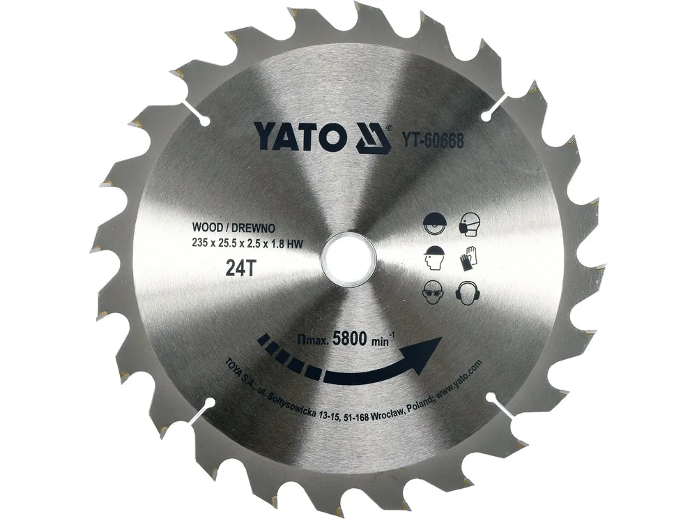 Диск пиляльний победітовий по дереву YATO: 160x20x2.2x1.5 мм, 60 зубців, R.P.M до 9500 1/хв