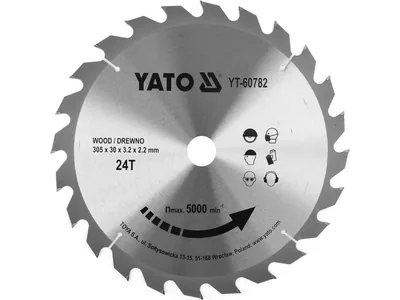 Диск пиляльний победітовий по дереву YATO: 305x30x3.2x2.2 мм, 24 зубці, R.P.M до 5000 1/хв