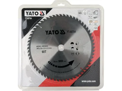Диск пиляльний победітовий по дереву YATO: 305x30x3.2x2.2 мм, 60 зубців, R.P.M до 5000 1/хв