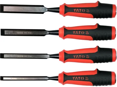 Стамески з полімерними ручками YATO : b= 10-12-16-20 мм, CrV. набір 4 шт.