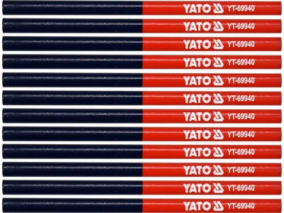 Олівці столярні двоколірні YATO : L= 175 мм, стержень 4 x 2 мм, синьо-червоні, уп. 12 шт