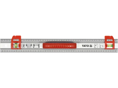 Лінійка алюмінієва з ручкою YATO : 1000 x 59 x 2 мм, 2 капсули