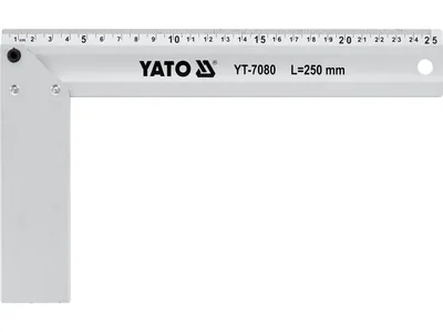 Кутник столярний алюмінієвий YATO : l= 250 мм