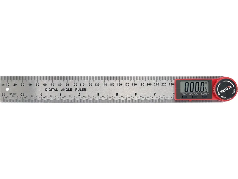Кутомір електронний YATO l= 300 мм. 0-360°. 3V CR2032