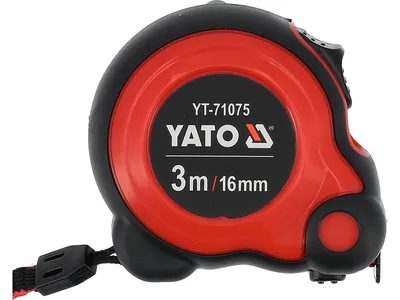 Рулетка YATO : L=3м x16мм, з сталевою стрічкою, нейлоновим покриттям, подвійним блокуванням