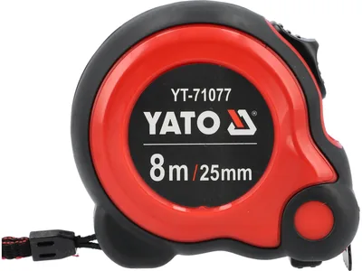 Рулетка YATO : L= 8м x 25мм з сталевою стрічкою, нейлоновим покриттям, подвійним блокуванням