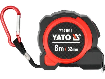 Рулетка з сталевою стрічкою YATO L= 8 м x 32мм, нейлоновим покриттям і магнітним наконечником