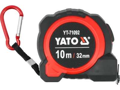 Рулетка з сталевою стрічкою YATO L= 10м x 32мм, нейлоновим покриттям і магнітним наконечником