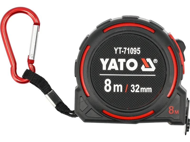 Рулетка з сталевою стрічкою YATO L= 8 м x 32мм, нейлоновим покриттям і магнітним наконечником