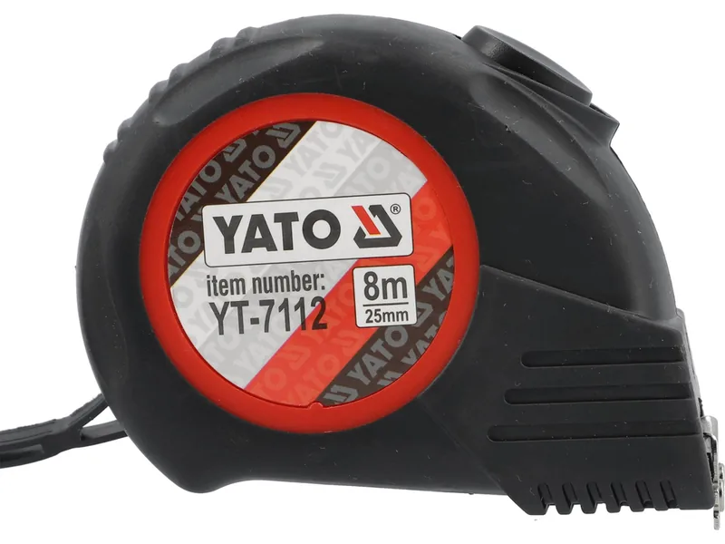 Рулетка YATO : L= 8 м х 25 мм. з нейлоновим покриттям, магнітним наконечником