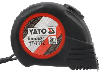 Рулетка YATO : L= 8 м х 25 мм. з нейлоновим покриттям, магнітним наконечником