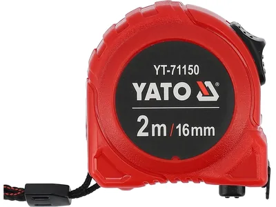 Рулетка YATO : L= 2 м x 16 мм. сталева стрічка з нейлоновим покриттям. подвійне блокування