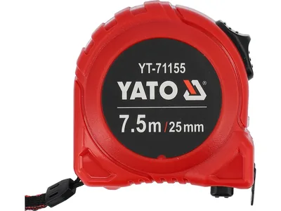 Рулетка YATO : L= 7.5 м x 25 мм. сталева стрічка з нейлоновим покриттям. подвійне блокування