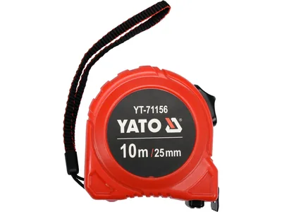 Рулетка YATO : L=10м x25мм, з сталевою стрічкою, нейлоновим покриттям, подвійним блокуванням