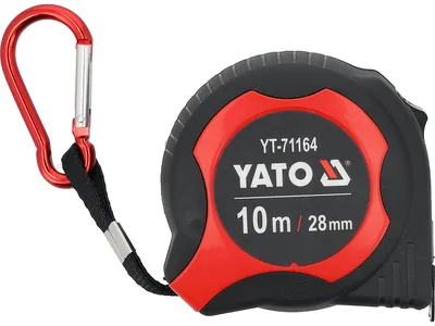 Рулетка з сталевою стрічкою YATO L= 10 м x 28 мм, 1-стороньою шкалою, лако-нейлоновим покриттям