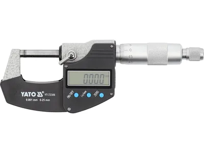 Мікрометр YATO з LCD цифровою шкалою, точністю 0.001 мм в діапазоні 0 - 25 мм