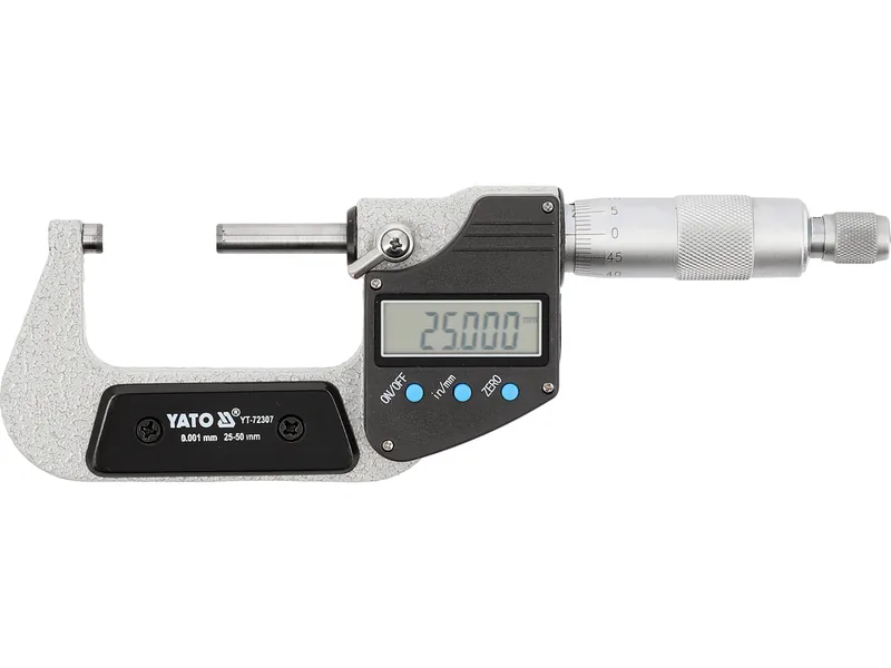 Мікрометр YATO з LCD цифровою шкалою, точністю 0.001 мм в діапазоні 25 - 50 мм