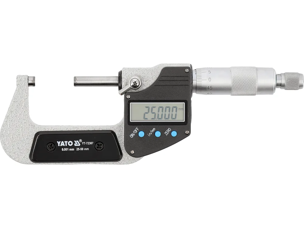 Мікрометр YATO з LCD цифровою шкалою, точністю 0.001 мм в діапазоні 25 - 50 мм