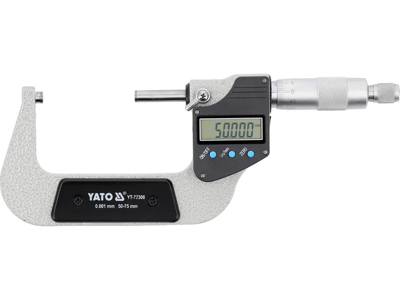 Мікрометр YATO з LCD цифровою шкалою, точністю 0.001 мм в діапазоні 50 - 75 мм