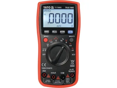 Мультиметр TRUE RMS електричних параметрів YATO з LCD-цифровим діапазоном 19999 від 2х1,5V;AA батар