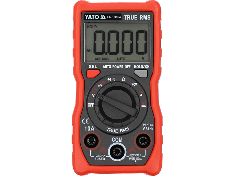 Мультиметр TRUE RMS електричних параметрів YATO з LCD-цифровим діапазоном 4000 від 2х1,5V;AA батар