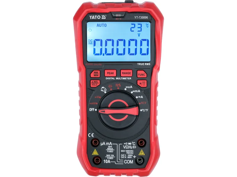 Мультиметр TRUE RMS електричних параметрів YATO з LCD-цифровим діапазоном 60000 від 3х1,5V;AAA батар