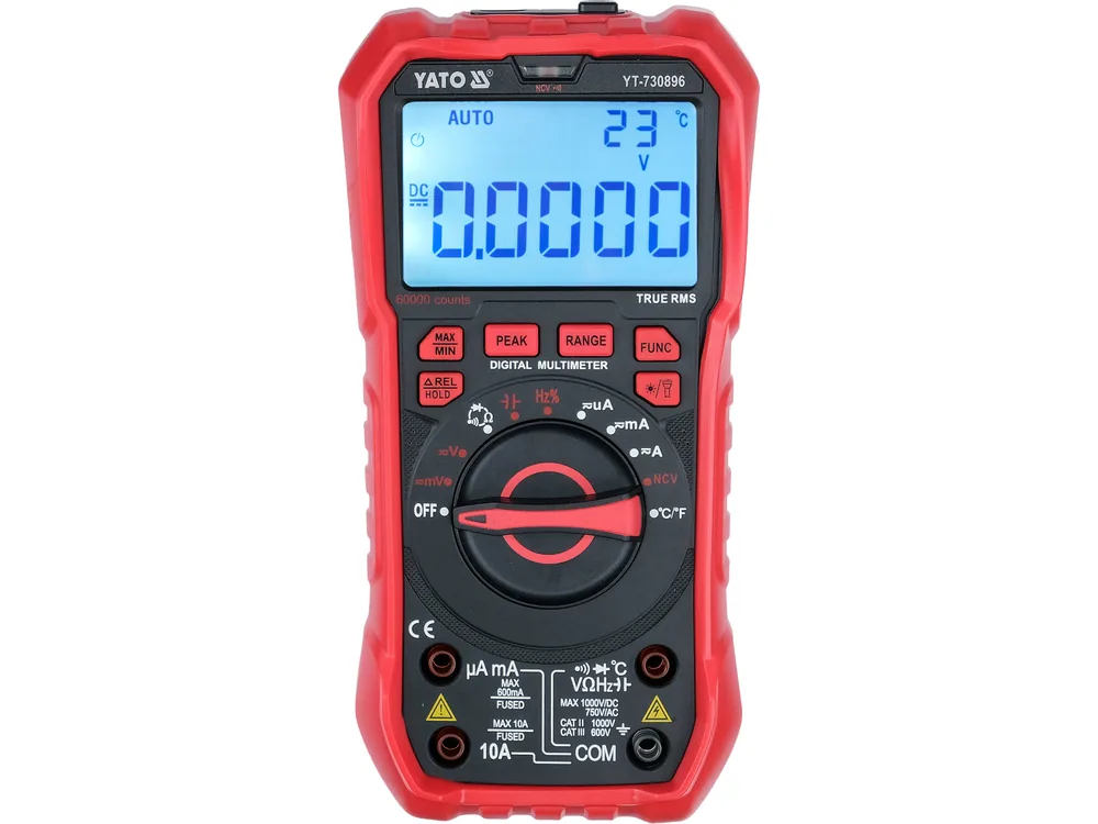 Мультиметр TRUE RMS електричних параметрів YATO з LCD-цифровим діапазоном 60000 від 3х1,5V;AAA батар