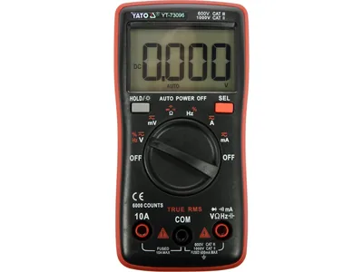 Мультиметр TRUE RMS електричних параметрів YATO з LCD-цифровим діапазоном 6000