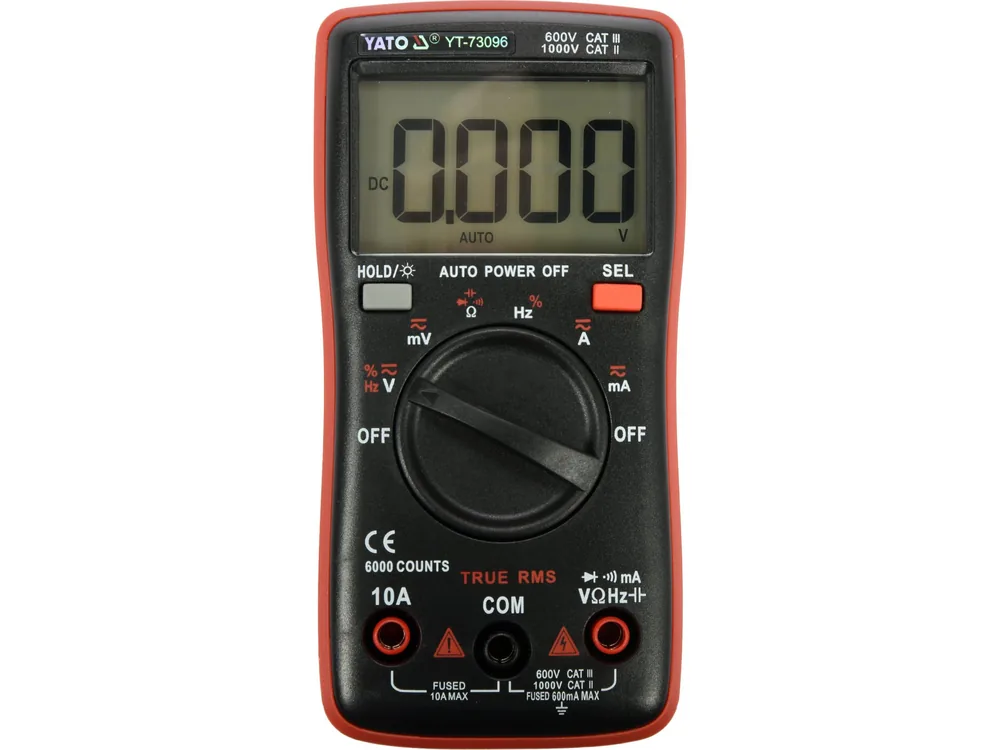 Мультиметр TRUE RMS електричних параметрів YATO з LCD-цифровим діапазоном 6000