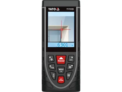Дальномір лазерний YATO з LCD- дисплеєм дальн- 120 м, похибка ±2 мм, живлен від акумул. 3,7 В 2 АГод