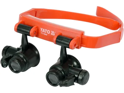 Лупи на голову з підсвіткою YATO: 2 LED, 4 пари з кратністю: х10, х15, х20, х25
