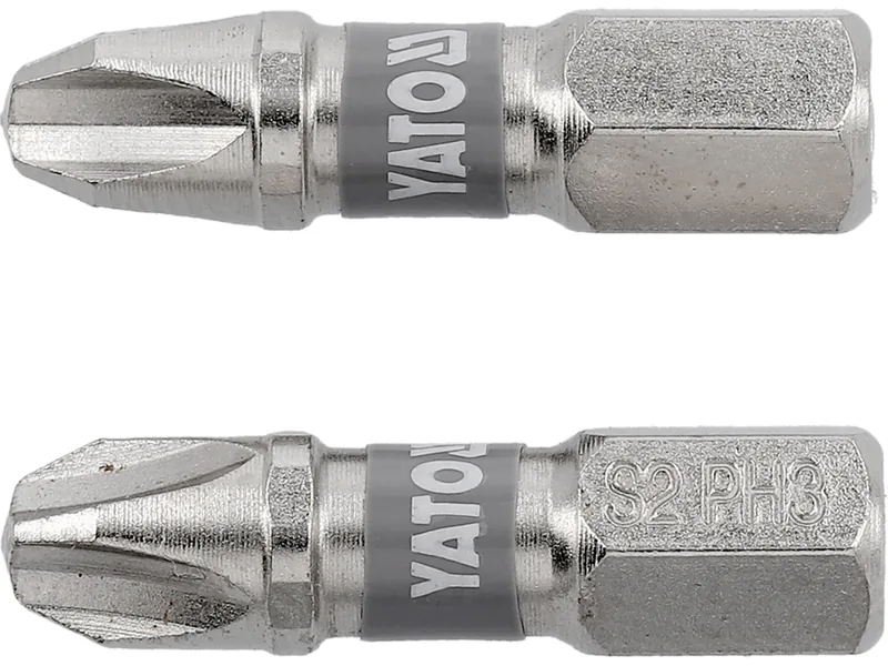 Насадка викруткова YATO PH3 х 25мм. HEX 1/4" нікельована, 2 уп/шт.